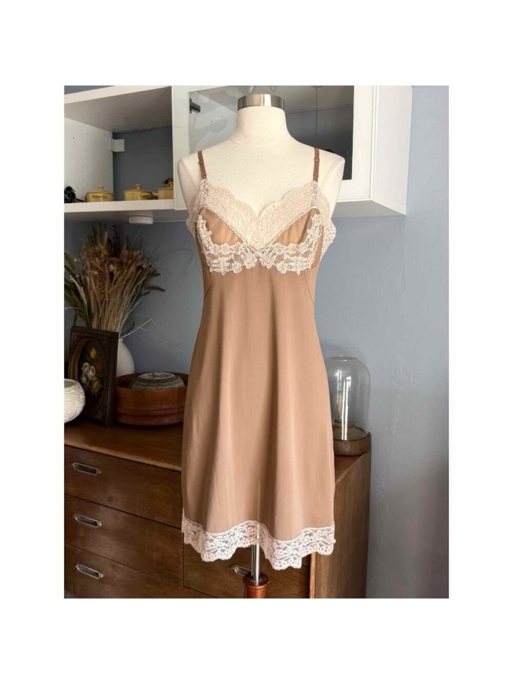 Vintage 50s Hollywood Vassarette Satin Lace Slip Dress Small 34 Munsingwear